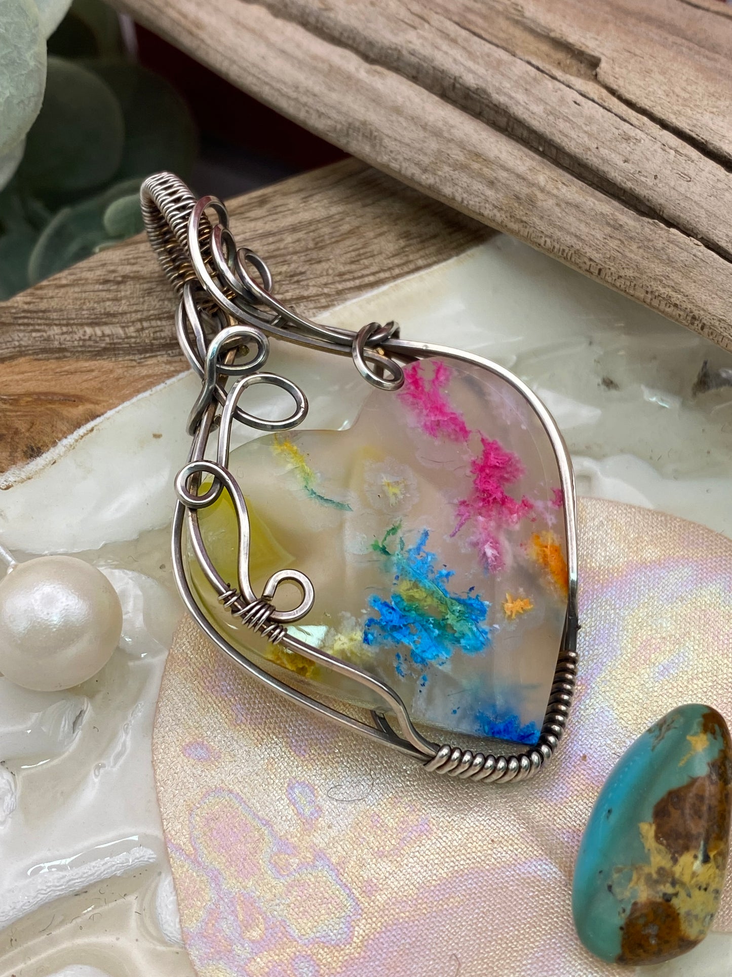Dyed Plume Agate (swirls) in Sterling Silver