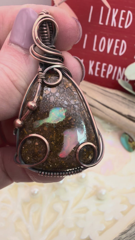 Boulder Matrix Opal (2) in Copper