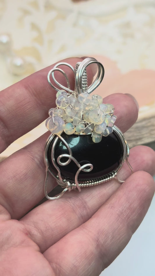 Black Obsidian/ Opal Cauldron